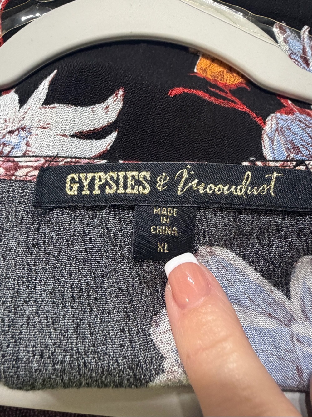 Gypsies & Moondust Black Floral Tie-Front Crop Top - Picture 7 of 7